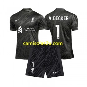Camisolas de futebol Liverpool Alisson Becker 1 Guarda Redes Criança Equipamento Principal 2024/25 Manga Curta